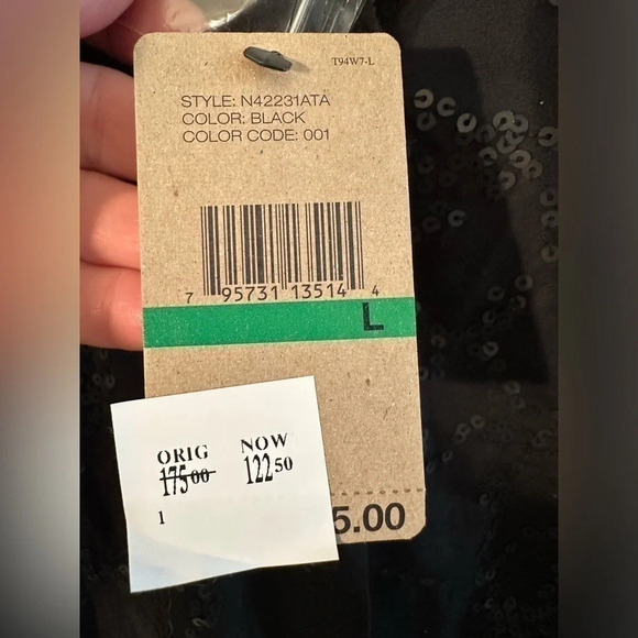 NWT PURE DKNY Black Large Snap Collared Shirt With Collar Cotton Knit - Picture 4 of 13